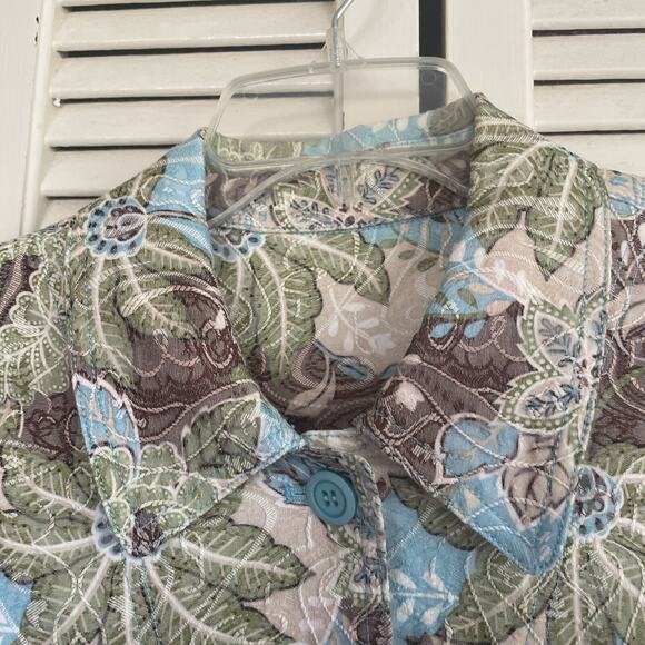 Rebecca Malone Bohemian Large Bohemian Turquoise Sage Brown Jacket Pockets EUC - Picture 5 of 16